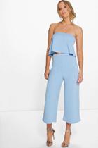 Boohoo Cari Bandeau Top & Culottes Co-ord Set Sky