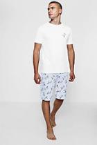 Boohoo Palm Tree Print Pyjama T-shirt And Short Set