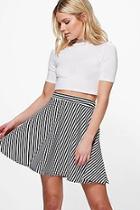 Boohoo Ellera Monochrome Stripe Full Skater Skirt