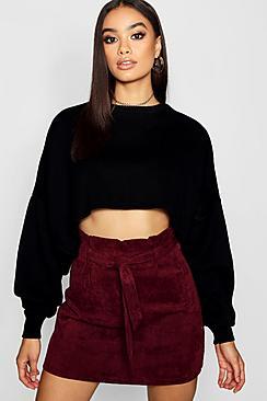 Boohoo Paperbag Tie Waist Cord Mini Skirt
