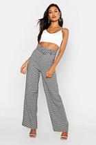 Boohoo Woven Dogtooth Round Cover Buckle Trouser