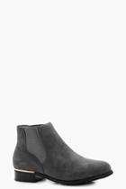 Boohoo Evie Metallic Insert Flat Chelsea Boot Grey
