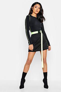 Boohoo Neon Sweat A Line Mini Skirt