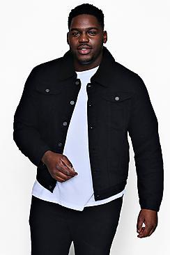 Boohoo Big And Tall Borg Collar Denim Jacket