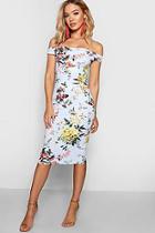 Boohoo Amelia Floral Off The Shoulder Midi Dress