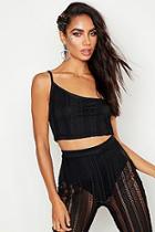 Boohoo Fishnet One Shoulder Crop Top