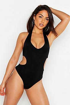 Boohoo Cut Out Halterneck Swimsuit