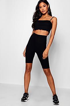 Boohoo Karly Ribbed Longline Cycling Shorts