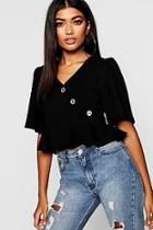 Boohoo Wrap Front Button Detail Top