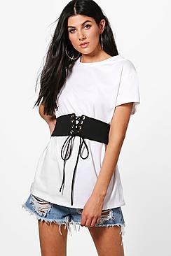 Boohoo Amy Corset Belt 2 In 1 T-shirt