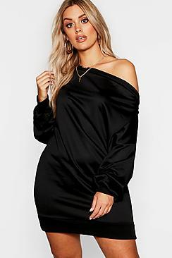 Boohoo Plus Off The Shoulder Sweat Dress