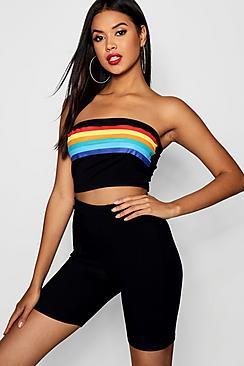 Boohoo Lexi Rainbow Stripe Bandeau