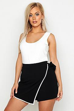 Boohoo Plus Tie Side Asymetric Skort