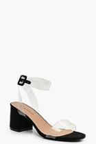 Boohoo Extra Wide Fit Clear Strap 2 Part Heels