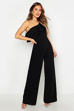 Boohoo Petite Off The Shoulder Detail Crepe Jumpsuit