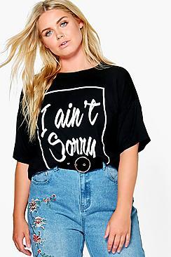 Boohoo Plus Lillie 'i Aint Sorry' Slogan Tee