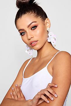 Boohoo Emily Faux Pearl Floral Statement Earrings