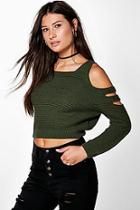 Boohoo Edie Strappy Cold Shoulder Jumper