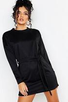 Boohoo Self Belt Mini Sweat Dress