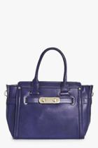 Boohoo Leah Double Turn Lock Detail Winged Day Bag Blue