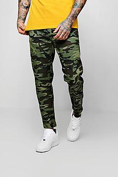Boohoo Drawstring Camo Print Chino Pants