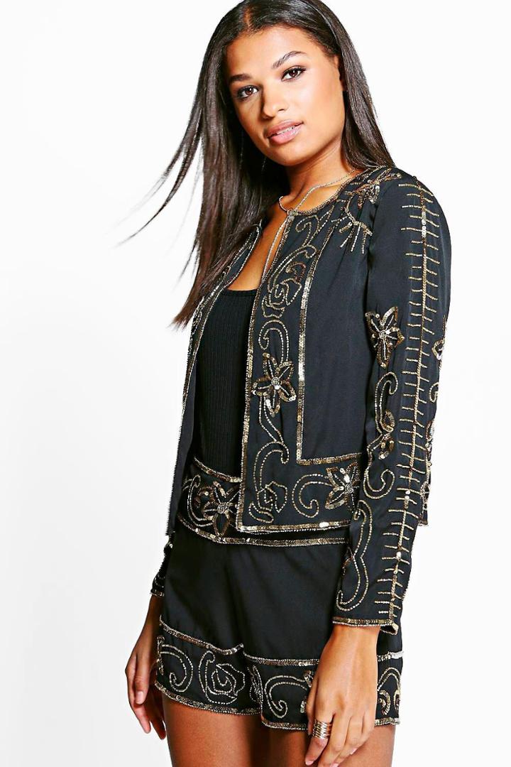 Boohoo Amelia Boutique Embellished Jacket Black