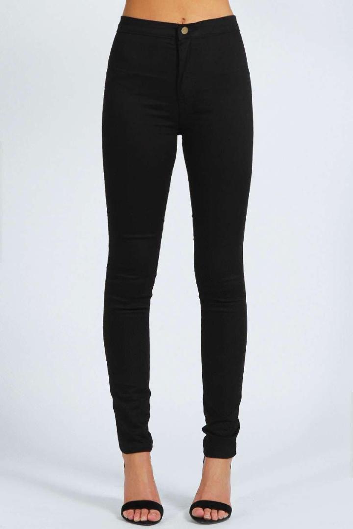 Boohoo Petite Avah High Rise Disco Jeans Black