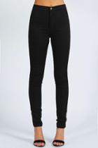 Boohoo Petite Avah High Rise Disco Jeans Black
