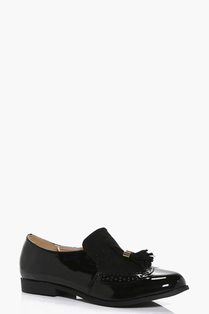 Boohoo Alisha Tassel Front Loafer Black
