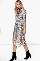 Boohoo Lisanda Snake Print Shirt Dress