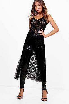 Boohoo Rhyla Lace Split Front Maxi Cami