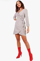 Boohoo Josie Ruffle Wrap Front Shirt Dress