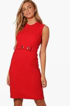 Boohoo Kerry Belted Fitted Midi Dress