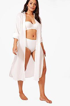Boohoo Plus Belle Split Leg Beach Shirt
