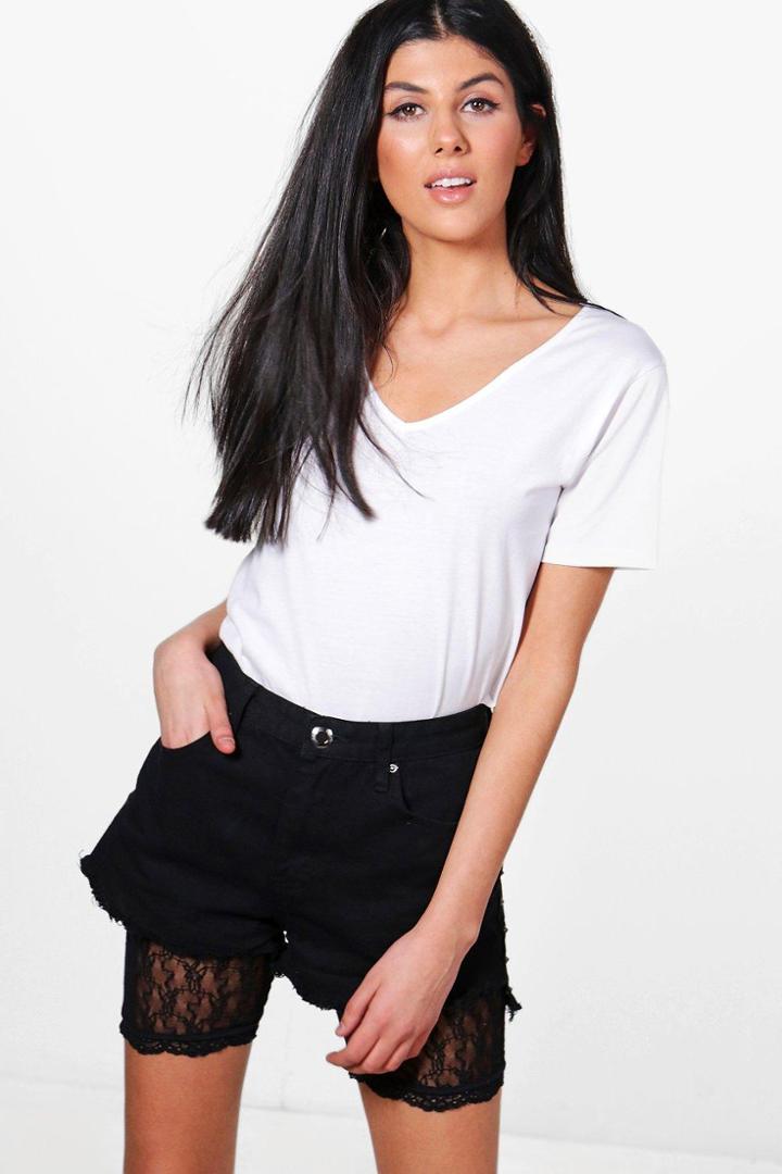 Boohoo Lexi Lace Cycling Shorts Black