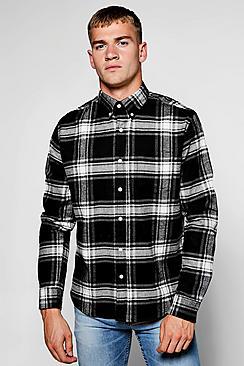 Boohoo Black Long Sleeve Check Shirt