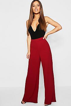 Boohoo Petite High Waisted Wide Leg Trouser