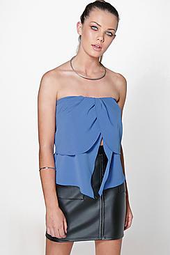 Boohoo Amy Wrap Front Woven Bandeau Top