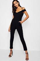 Boohoo Mona Tailored Cold Shoulder Jumpsuit