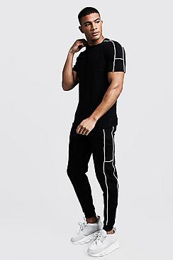 Boohoo Embroidered T-shirt Tracksuit