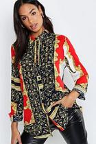 Boohoo Tall Scarf Print Shirt