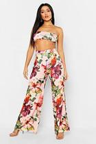 Boohoo Floral Bandeau & Wide Leg Trouser