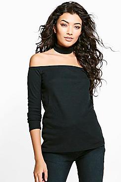 Boohoo Niamh Bardot Detachable Choker Jumper