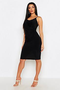 Boohoo Strappy Draped Slinky Midi Dress