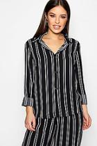 Boohoo Petite Laura Oversized Stripe Chiffon Shirt