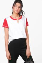 Boohoo Layla Cut Neck Tee Red