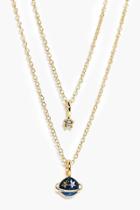 Boohoo Jenny Galactic Planet Layered Necklace Gold