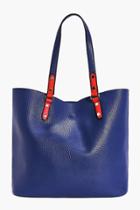 Boohoo Elsa Unlined Contrast Handle Shopper Bag Navy