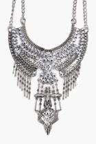 Boohoo Lucy Boutique Statement Diamante Necklace Silver