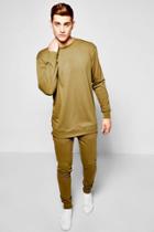 Boohoo Oversized Sweater With Skinny Joggers Set Khaki